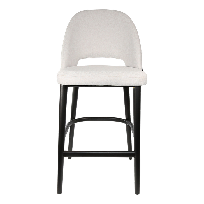 Durafurn 750mm High Light Grey Fabric Semifreddo Bar Stool with Black Beech Wood Legs
