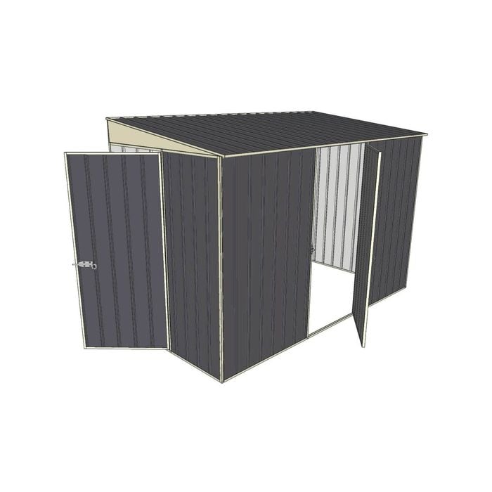 Build-a-Shed 1.5 x 3.0 x 2.0m Hinged Door Tunnel Shed with Hinged Side Door - Grey