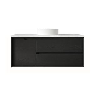 Attica Baia 1200mm Black Oak Vanity with Carrara Stone Top 
