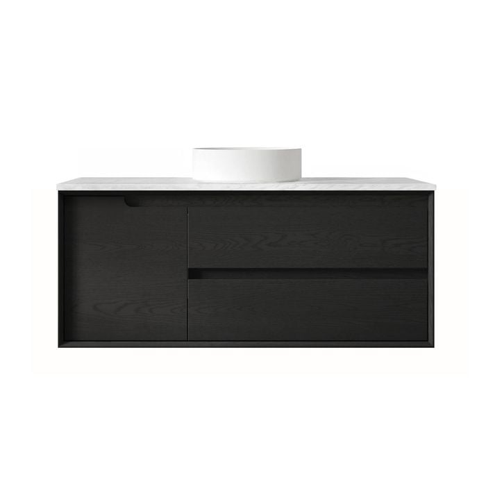 Attica Baia 1200mm Black Oak Vanity with Carrara Stone Top 