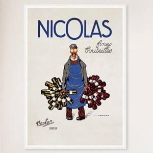 Galrie Nicolas Fine Bottles Vintage Poster by Jules Isnard Dransy Timeless French Art, White Frame, A3 30 x 42cm (12 x 16inch)