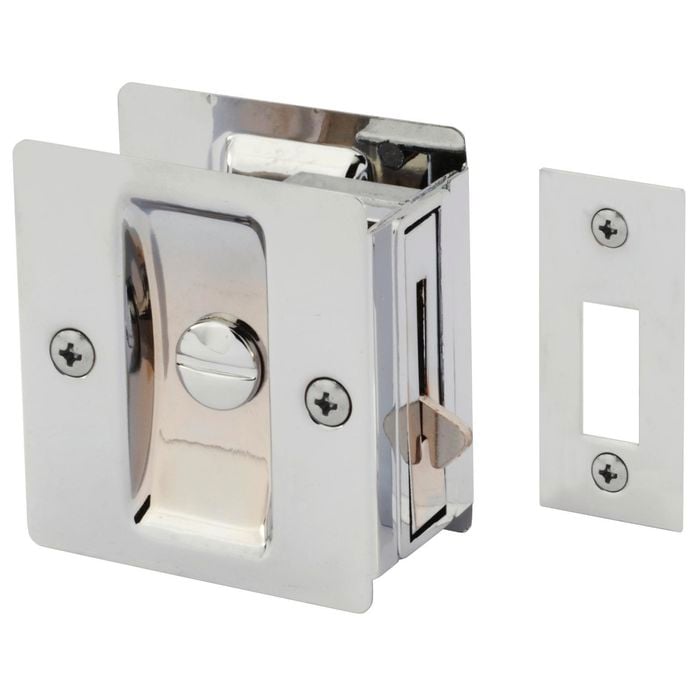 Gainsborough Bright Chrome Rectangular Privacy Sliding Cavity Door Set
