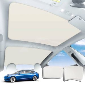 Tesla Model 3 Glass Roof Sunroof Mesh Top Window shade with UV Heat Insulation Film (Cream White)