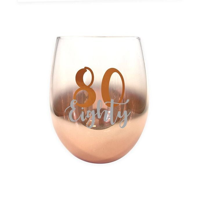 Rose Gold 80 Ombre Stemless Wine Glass 600ml Drinking Cup