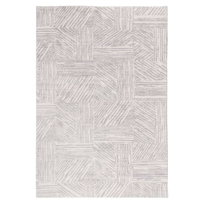 Loopsie-330cm X 240cm-obu Grey And Cream Geometric Washable Rug