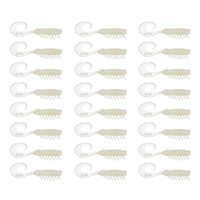 3x 8PK 2.5In Rapala Crush City Soft Plastic Curly Tail Lures - Pearl White