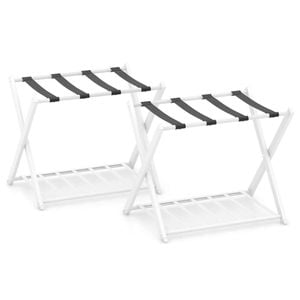 Costway Set Of 2 Luggage Racks Shoe Storage Shelf White