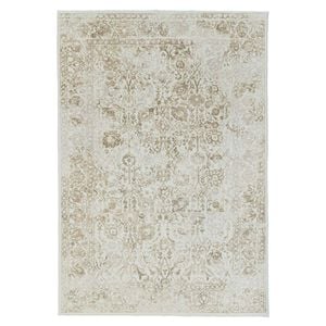 Loopsie-330cm X 240cm-jaya Cream And Beige Floral Washable Rug