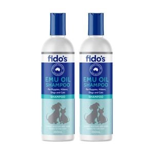 2PK Fidos Pet Dog & Cat Grooming Washing Care Shampoo Emu Oil 250ml