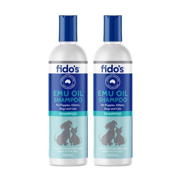 2PK Fidos Pet Dog & Cat Grooming Washing Care Shampoo Emu Oil 250ml