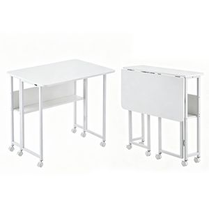 Familand Foldable Computer Desk Home Office Table Study Desks Wooden - White 80cm