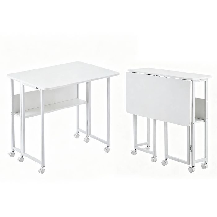 Familand Foldable Computer Desk Home Office Table Study Desks Wooden - White 80cm