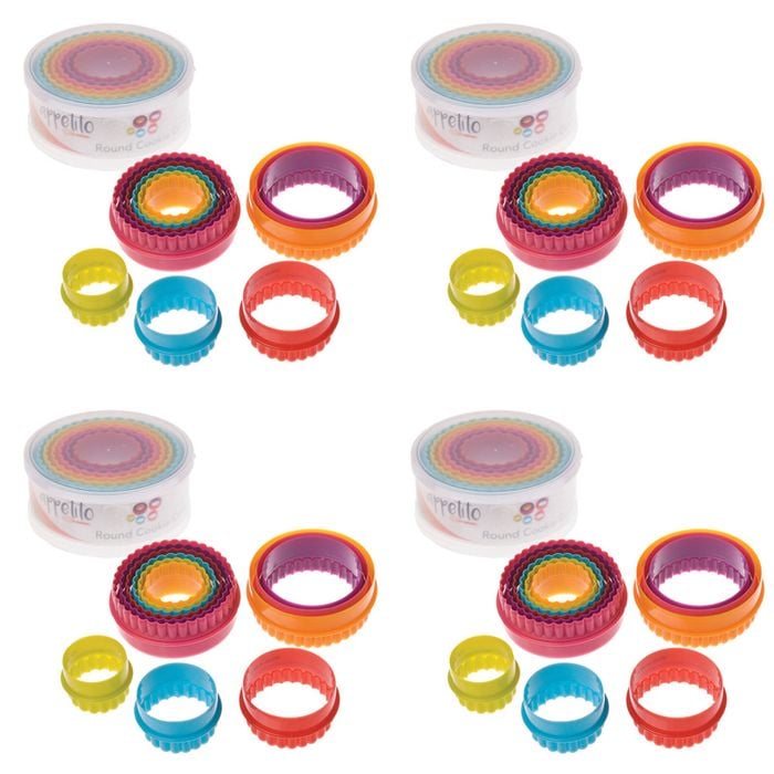 4x 6pc Appetito Double Sided Round Cookie Cutter Multi-Colour