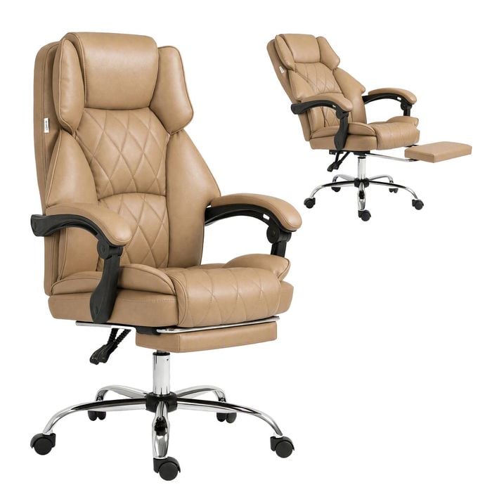 Artiss Ergonomic Office Chair with Headrest Footrest Recliner Computer Gaming Chair Brown