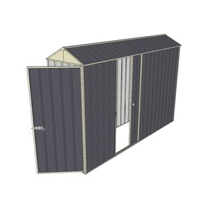 Build-a-Shed 0.8 x 3 x 2.1m Gable Single Hinged Door Shed with Single Sliding Side Door - Grey