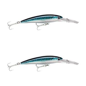 2x Rapala 12cm X Rap Magnum 15 Deep Diving Trolling Lures - Silver Blue Mac