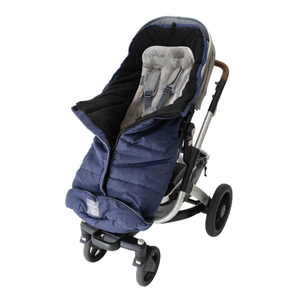 Naturally Sheepskins Combi Linear Navy Fleece Footmuff with removable Grey Lambskin Liner (Universal Fit)
