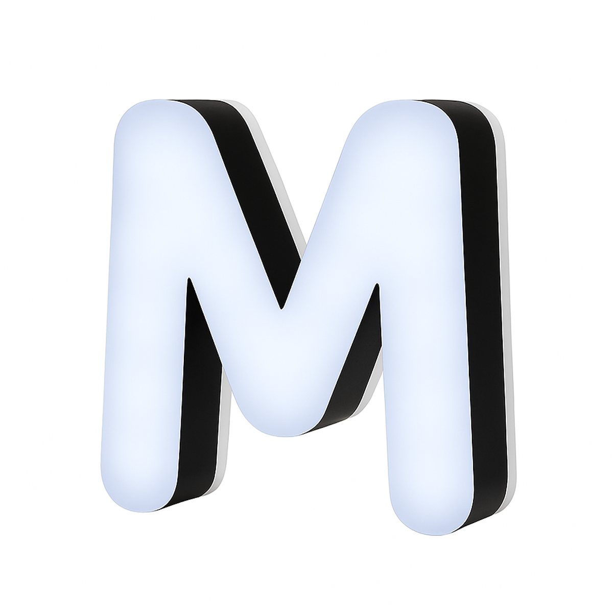 Lit Up 3D Led Letter M Illuminated Opal Acrylic 100mmHx92mmWx23mmD ...