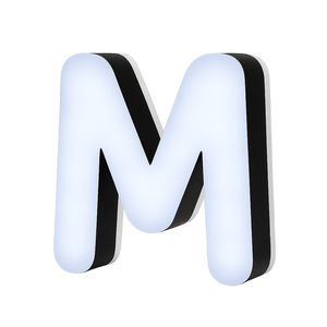 Lit Up 3D Led Letter M Illuminated Opal Acrylic 100mmHx92mmWx23mmD