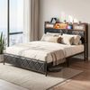 Artiss King Bed Frame With Led Storage Headboard Charging Station