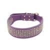Cottonmore Dog Leather Collar Five Row Blingbling Rhinestones Diamante Collar Purple - M