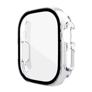 For Apple Watch Ultra 1 & 2 49MM PC Full Cover Case Tempered Screen Protector - Clear