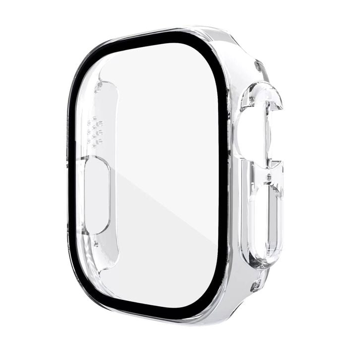 For Apple Watch Ultra 1 & 2 49MM PC Full Cover Case Tempered Screen Protector - Clear