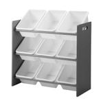 Oikiture 9 Bins 3-Tiers Kids Toy Organiser Storage Rack Shelf