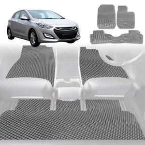 6D Diamond Car Floor Mats for Hyundai i30 2007-2012-Full Set-Grey-Outback GT