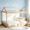 Oikiture Kids Timber House Bed Frame Double Natural