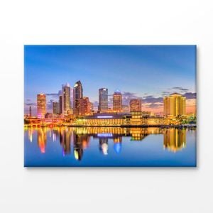 Downtown Skyline & Tampa in USA Print 100% Australian Made 120x90cm (Stretched Canvas)