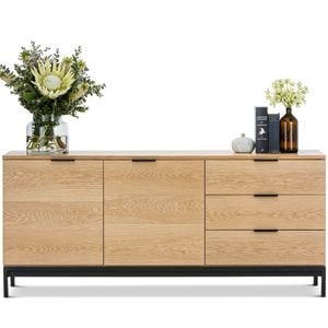 Macy Natural Oak & Black Sideboard Buffet
