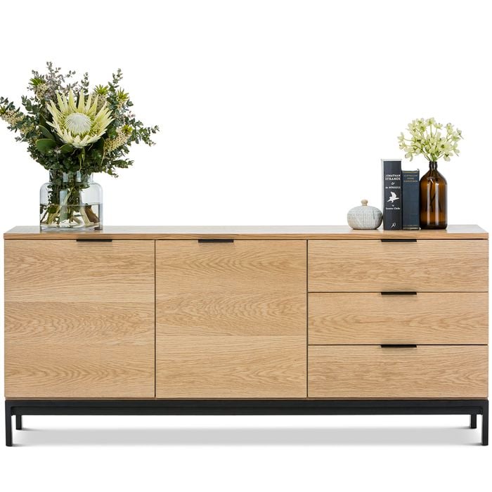Macy Natural Oak & Black Sideboard Buffet