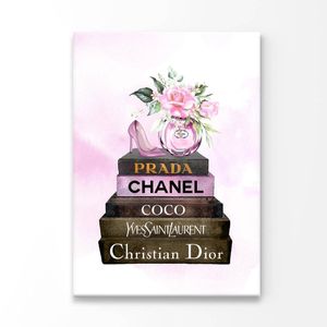 Pink Perfume On Book set Fashion Art  Print 100% Australian Made 90 x 120cm  (Acrylic)
