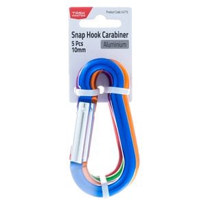 Taskmaster 10mm Aluminium Snap Hook Carabiner - 5 Pack