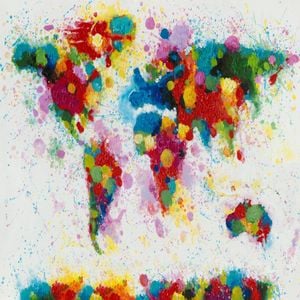 P&P Vibrant World Map Canvas Print - Explore the Globe 120x90x2.8cm