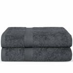 LINENOVA 2x Large Bath Sheets Cotton 550GSM Towels 90x180 cm - Charcoal