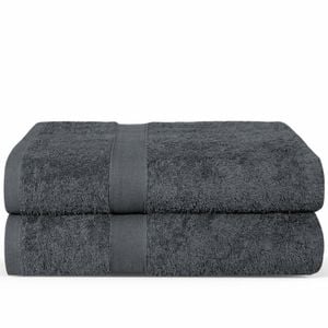 LINENOVA 2x Large Bath Sheets Cotton 550GSM Towels 90x180 cm - Charcoal