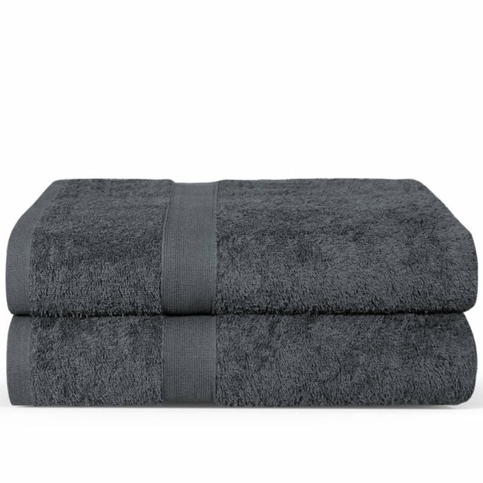 LINENOVA 2x Large Bath Sheets Cotton 550GSM Towels 90x180 cm - Charcoal