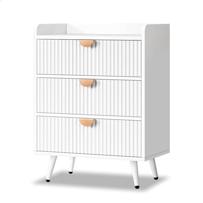 Alfordson 3 Chest Of Drawers Modern Storage Cabinet Dresser Tallboy White