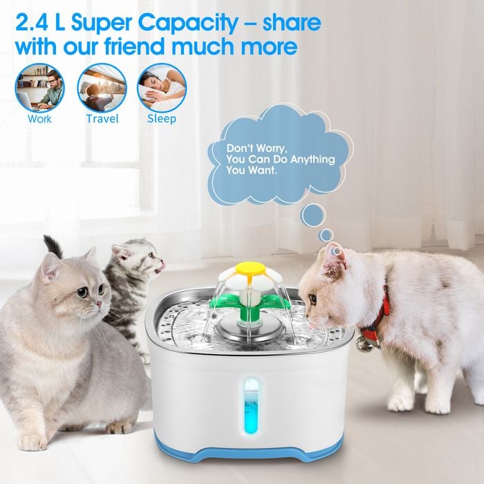 YES4PETS 2.5L Automatic Electric Pet Water Fountain Dog Cat Water Feeder Bowl Dispenser Bunnings Australia