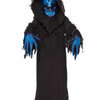 Mens Ghoul Costume Halloween Fancy Dress Hooded Robe Mask Black