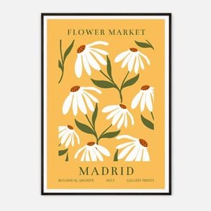 Galrie Charming Floral Art Print from Flower Market Madrid Botanical Archive No.5, Black Frame, A0 84 x 119cm (33 x 47inch)
