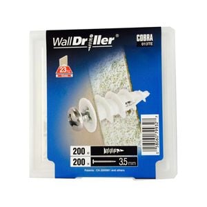 Cobra 3.5mm Nylon WallDriller Screws/Bits - 200 Pack