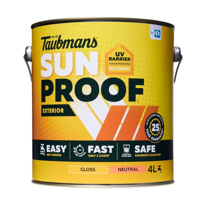 Taubmans 4L Neutral Gloss Sunproof Exterior Paint