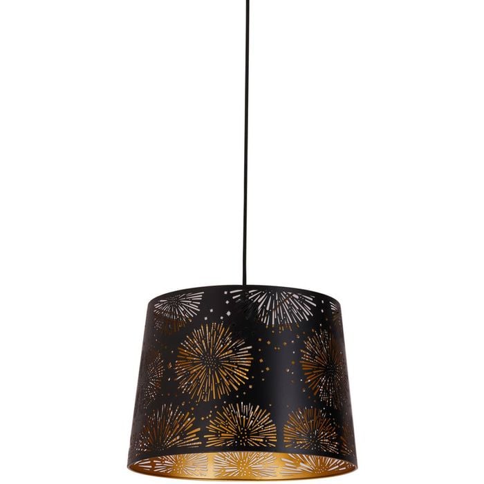 CLA Lighting Penshade Interior Slanted with Starburst Pattern Laser Cut Pendant Light Black