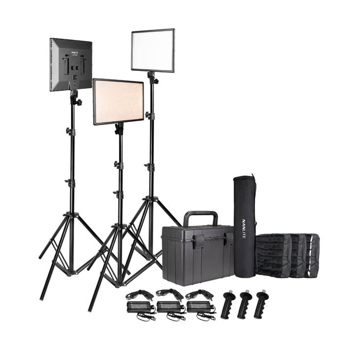 Nanlite Lumipad 25 soft LED panel 3KIT with batts, charger ,stands grids and hard case