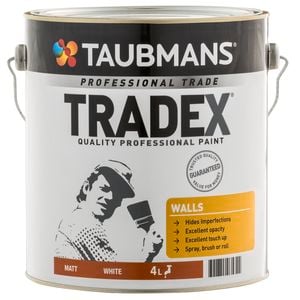 Taubmans 4L White Matt Tradex Interior Wall Paint