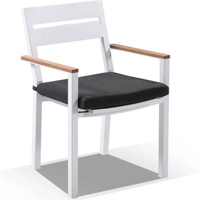Balmoral 3.55m Table 12 Capri Chairs White & Denim Grey Cushions