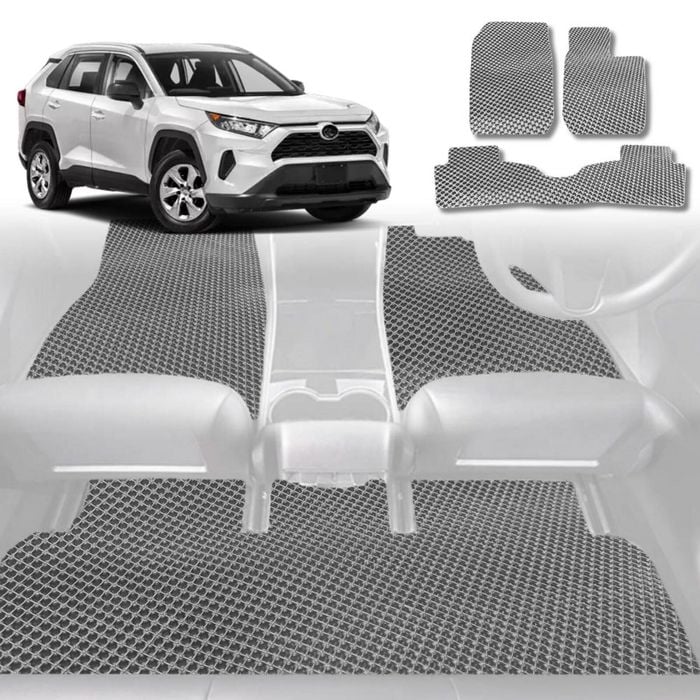 6D Diamond Car Floor Mats for Toyota RAV4 2019-2025-Full Set-Grey-Outback GT